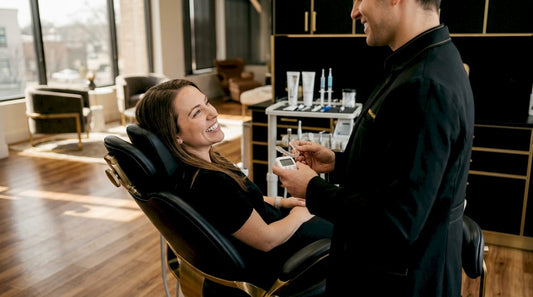 Dental patient receiving professional whitening consultation
