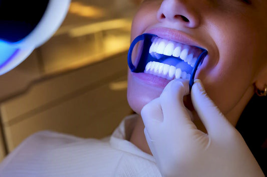 LED light used during teeth whitening treatment