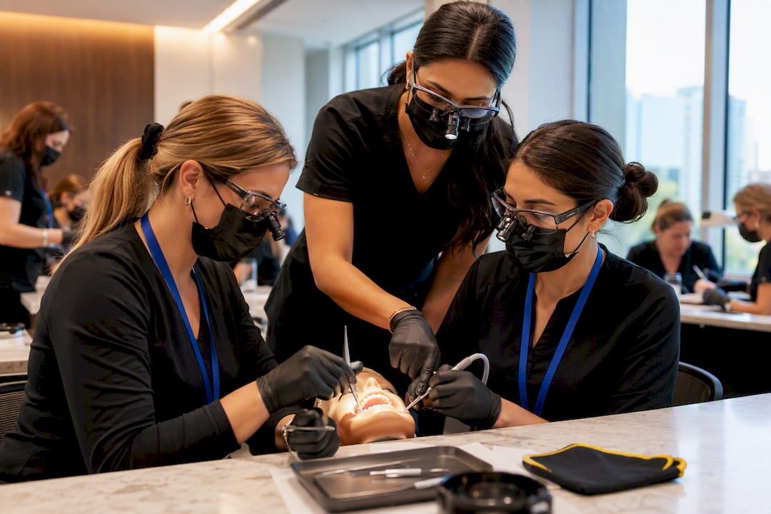 Professionals practicing teeth whitening certification