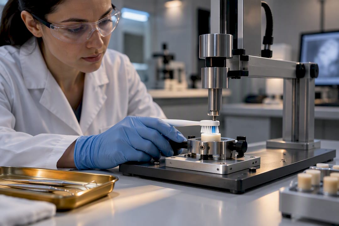 Laboratory testing toothbrush wear on dentin sample